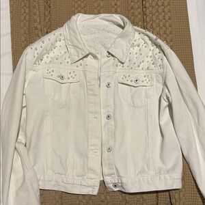 Women's White Pearl Jean Jacket
